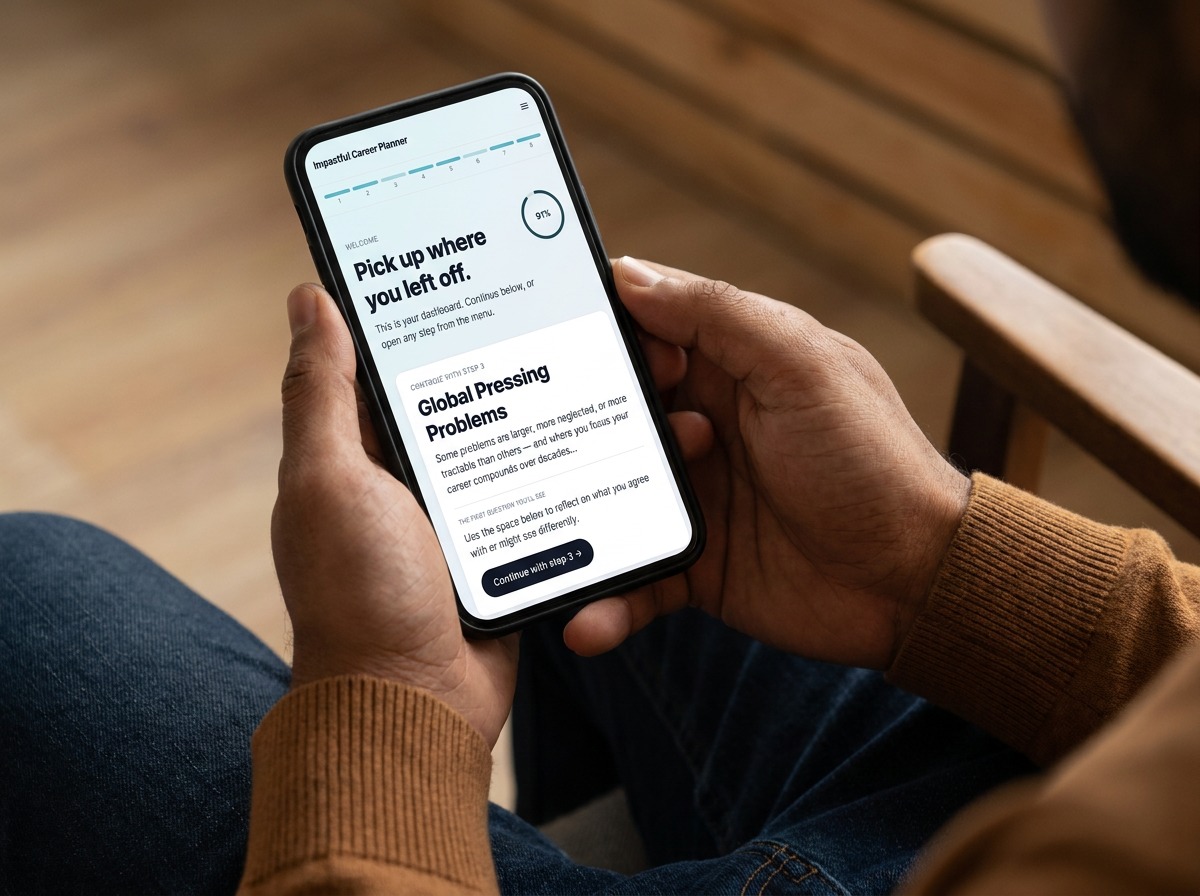The Impactful Career Planner open on a phone